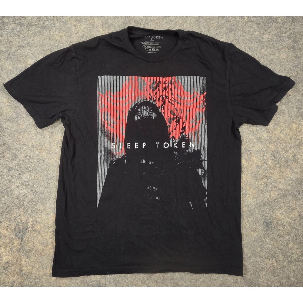 Sleep Token Band T-Shirt Mens Large Black Graphic Tee Hooded Figure 2024